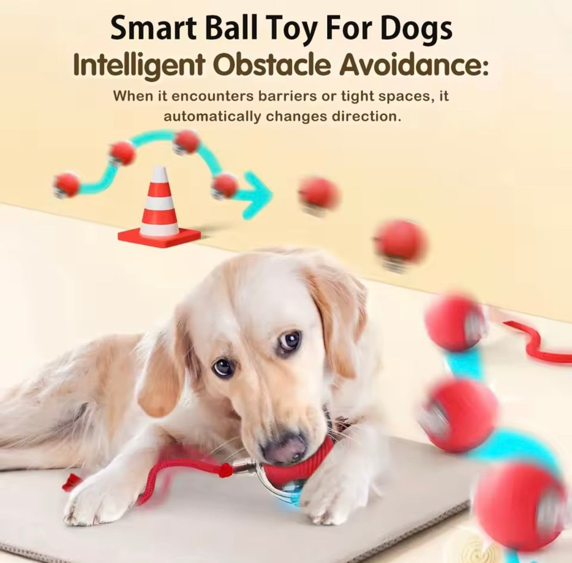 Smart Interactive Rolling Ball for Dogs – Rechargeable Automatic Puppy Toy for Endless Fun & Exercise