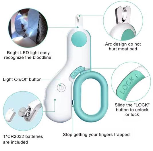 Professional Pet Nail Clipper LED Light Pet Nail Clipper Claw Grooming