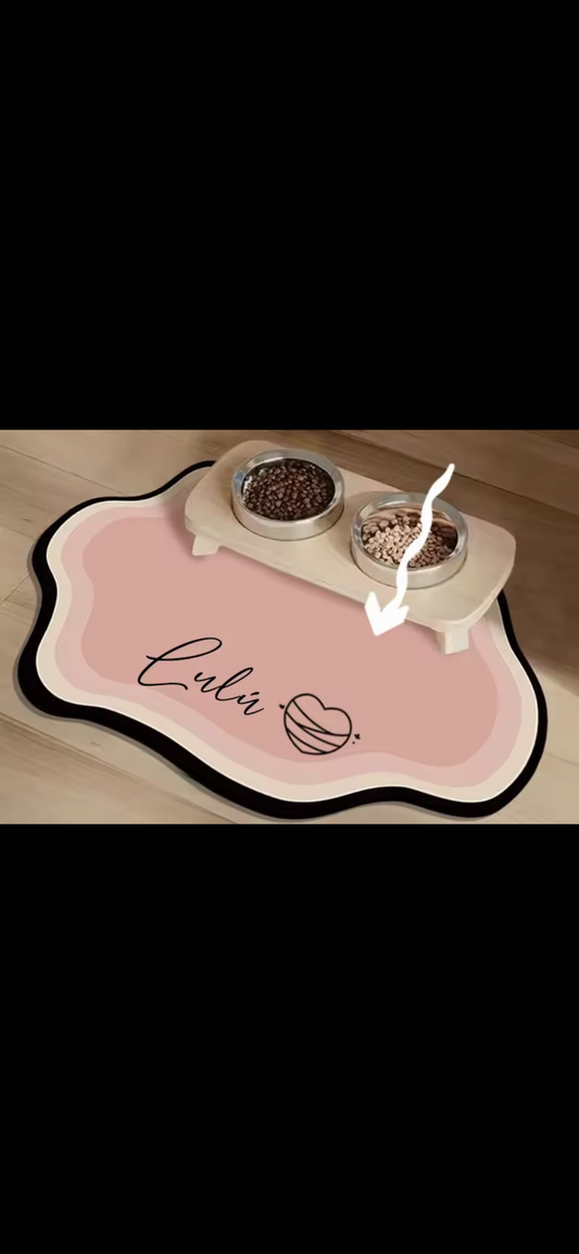 Custom Cute Pet Feeding Mat – Non-Slip Waterproof Diatom Floor Mat for Dogs & Cats